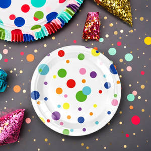 Fournitures de fête d'Halloween de Noël personnalisées, ensemble de vaisselle à pois colorés, assiette de célébration d'anniversaire, serviette de table pour les décorations de <span class=keywords><strong>Pâques</strong></span> - Product Image 3