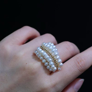 Handmade Wire Wrapped Pearl <b>Ring</b>, Fittings with USA Imported 14K Gold Filled, Natural Freshwater Pearl <b>Ring</b> - Product Image 4