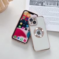 Nouveau En 2022 Électrolytique Lentille Protection Tpu Téléphone Cas Pour Téléphone 11 12 13 14 Pro Max Xs X Xr 7 8 Plus Creux Logo Out Couverture