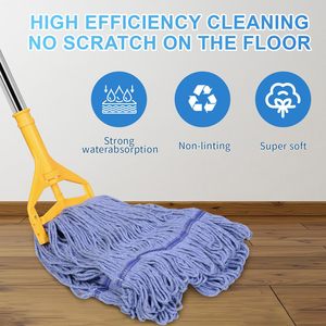 Thương Mại Nhiệm Vụ Nặng Nề Bông Lau Dài Gỗ Xử Lý Looped-End Chuỗi Ướt Lau Cho Công Nghiệp Kho Sàn Làm Sạch - Product Image 4