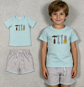 Conjunto de Ropa de 2 Piezas RTS Boutique Casual de Verano para Niño, Camiseta y Pantalones Cortos con Bordado de Camuflaje de Caza, Estilo 'Daddy's Buddy' - Product Image 3