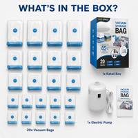En stock – Lot de 30 sacs de rangement sous vide réutilisables pour vêtements avec pompe électrique USB – Kit de gain de place pour les vendeurs