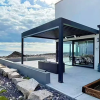 Pergola 12 x 10, 4x8, à lames orientables, système de toit rétractable en aluminium bioclimatique, résistant aux intempéries, réglable, éclairage LED, balcon