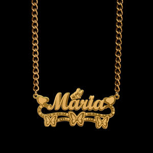 สร้อยคอสแตนเลสรูปผีเสื้อสำหรับผู้ชายผู้หญิง1989 Uionen สร้อยคอออกแบบชื่อได้ตามที่ต้องการ - Product Image 4