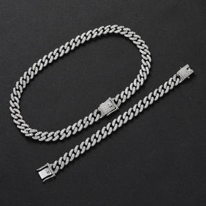 Collana a Catena Cubana con Strass Placcata Oro 12mm, Gioielli <span class=keywords><strong>Hip</strong></span> <span class=keywords><strong>Hop</strong></span> di Moda Europea per Uomo e Donna - Product Image 6