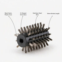 Petite brosse cylindrique en fil métallique, diamètre 45 mm, filament en acier inoxydable, noyau en plastique noir de 10 mm, brosse rotative pour le nettoyage des surfaces