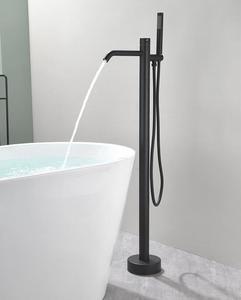 Baignoire autoportante autoportante montée au sol baignoire en laiton <span class=keywords><strong>noir</strong></span> <span class=keywords><strong>mat</strong></span> <span class=keywords><strong>robinet</strong></span> douche <span class=keywords><strong>avec</strong></span> <span class=keywords><strong>douchette</strong></span> pour salle de bain - Product Image 5
