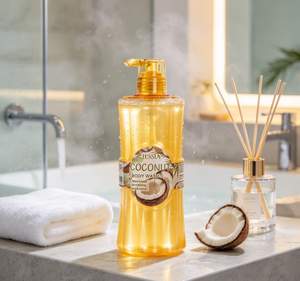 Produit de bain parfumé à la noix de coco en gros JIESSIA Gel douche nacré hydratant et adoucissant pour la peau - Product Image 3