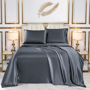 Ensemble <span class=keywords><strong>de</strong></span> draps en <span class=keywords><strong>satin</strong></span> soyeux certifié Oeko-tex 100, 4 pièces, ensemble <span class=keywords><strong>de</strong></span> draps à jupe profonde - Product Image 3