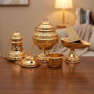 Incensario de Latón Dorado para Iglesia, Utensilio Religioso, Quemador de Incienso Aromático, para Iglesia, Año Nuevo - Product Image 4