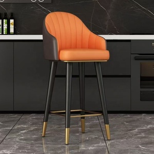 Tabourets de bar élégants en cuir noir avec dossier, vente en gros, usine chinoise - Product Image 4