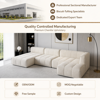 Canapé modulaire sectionnel Rice, convertible en forme de U, en tissu, assise profonde, pour salon