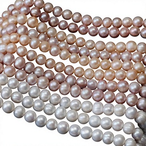Perle Naturali d'Acqua Dolce a Filo Singolo, Forma Rotonda 9-10mm, Lunghezza 35-36cm, 40 Pezzi per Decorazione Unghie - Product Image 1