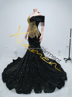 Robe de soirée longue sans manches sur mesure Ocstrade pour femmes, robe de bal chic de luxe avec appliques dorées, robe de bal noire élégante 2025