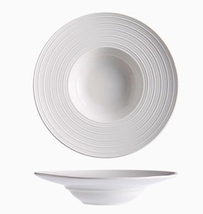 Assiette à pâtes italienne en céramique blanc pur, soucoupe, bol à soupe occidental style <span class=keywords><strong>chapeau</strong></span> <span class=keywords><strong>de</strong></span> <span class=keywords><strong>paille</strong></span>, vaisselle <span class=keywords><strong>de</strong></span> restaurant occidental - Product Image 1