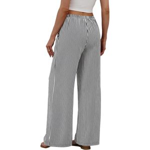 Women's <b>Linen</b> Palazzo Pants High Waist Wide Leg Flowy Beach Trousers With Pockets Breathable Summer Wear - Product Image 5