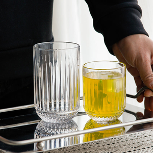 Verre à boire en verre cannelé coloré, base épaisse antidérapante, verre rétro cannelé pour jus, eau, whisky - Product Image 4