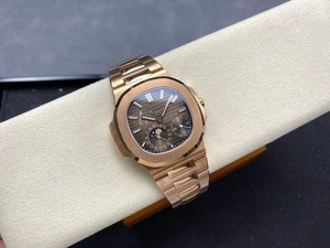 Nuevo reloj de pulsera mecánico automático de lujo para hombre - Reloj de pulsera multifunción con fase lunar estilo oro rosa - Product Image 5