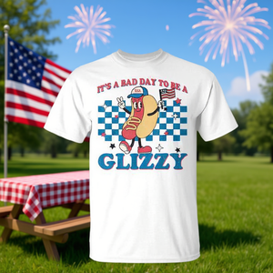T-shirt à manches courtes et col rond pour femme, avec inscription « It'S A Bad Day To Be A Glizzy 4Th Of July Hot Dog », pour activités promotionnelles - Product Image 1