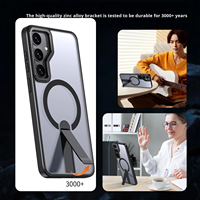 Coque de téléphone antichoc avec anneau magnétique et support dissimulé 2-en-1 en TPU souple et PC pour Samsung S25 S23 S24 Ultra