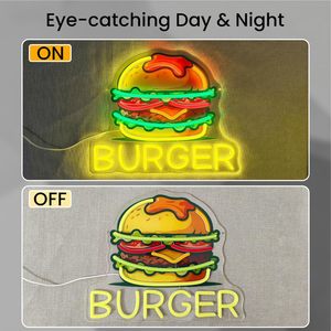 Hamburger neon LED indoor hanging ambient light wall decoration light fast food shop <b>sign</b> entrance indicator light luminous <b>sign</b> - Product Image 4