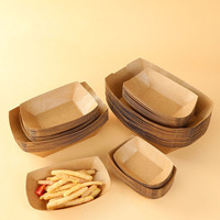 Barquette jetable en papier kraft biodégradable pour sushis, nouilles, frites – Emballage alimentaire en gros – En stock