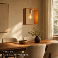 Lampe suspendue carrée en bois, cadre cube, pour bistrot, salon de coiffure, librairie, dortoir, galerie, vente en gros