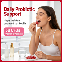 Gummies Probiotiques et Prébiotiques pour Femmes Marque Blanche – Soutien Équilibre Flora Vaginale et Intestinale – Santé Féminine Quotidienne