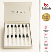 Boîte de découverte de parfums de luxe personnalisée, 12 emplacements, emballage en carton rigide crème pour ensemble de flacons de parfum, professionnel