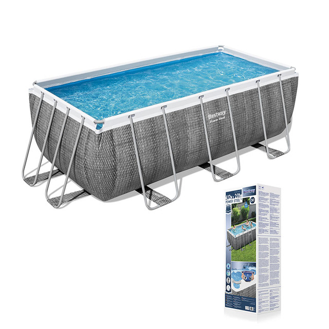 Bestway 56722 Outdoor Portable PVC Gray Marble Rectangular Ground Swimming Pool Ladder Pump Filter Wholesale