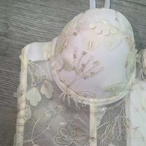 Mayorista Moda Para Mujeres <span class=keywords><strong>Fiesta</strong></span> Tipo Corsé Malla Bustier Florales De Encaje Lentejuelas Corsé Sujetador <span class=keywords><strong>Top</strong></span> Femme Korset Per Femra - Product Image 4