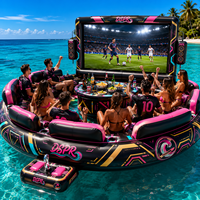 Canapé gonflable de cinéma aquatique pour le football avec dossier de bar gonflable et support pour grand écran, idéal pour les soirées en bord de piscine, les locations et l'utilisation commerciale