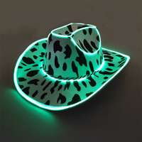 Cappello LED Luminoso Stile Western Cowboy/Cowgirl, Cappello con Luci EL per Feste Danzanti, Accessorio per Giochi di Ruolo