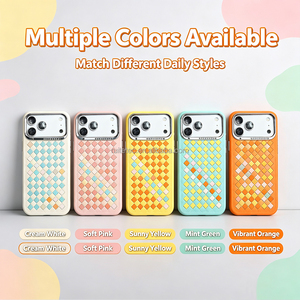 Étui robuste <span class=keywords><strong>en</strong></span> métal diamanté pour iPhone 18 Pro, <span class=keywords><strong>coque</strong></span> de protection magnétique <span class=keywords><strong>en</strong></span> <span class=keywords><strong>cuir</strong></span> tressé à la main <span class=keywords><strong>avec</strong></span> bouton d'action intelligent IA - Product Image 1