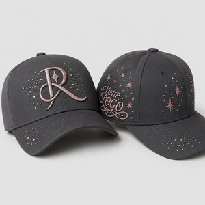 Gorras de Béisbol Personalizadas con Pedrería al por Mayor, Bordado de Estrellas Brillantes, Letras 3D, Gorras de Béisbol Negras de 6 Paneles con Visera Curva - Product Image 1