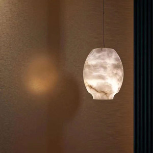 Lampe suspendue en marbre naturel, 300*H200mm, tête ronde simple, pour chambre à coucher, décoration de la maison - Product Image 4