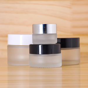 Contenitore per la cura della pelle all'ingrosso vuoto barattolo di vetro smerigliato con oro nero <span class=keywords><strong>argento</strong></span> coperchio in oro bianco - Product Image 2
