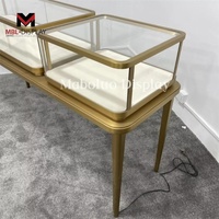 Petite vitrine de comptoir pour bijoux avec dessus en verre, présentoir à bijoux avec éclairage LED, armoire de présentation verrouillable pour salon professionnel, table de comptoir de magasin