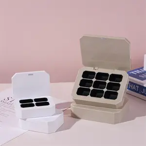Palet eyeshadow plastik persegi putih palet perona pipi kemasan kosmetik kotak bedak kompak kustom