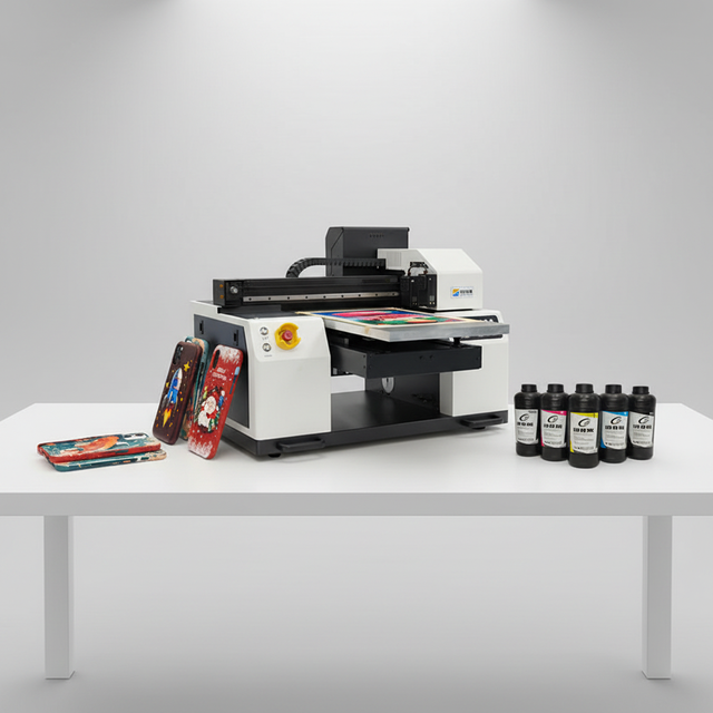 Small UV Flatbed A3 Inkjet Printer for Digital Printing Phone Cases Glass Wood Metal Stickers Transfer Bottles Rotary Cylinders