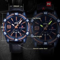 NAVIFORCE 9117 SW lüks hakiki deri kayışlı erkek saatleri su geçirmez kol saatleri reloj büyük kadranlı saatler erkek bilek saat OEM