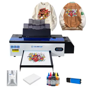 Dropshipping T shirt DTF printing machine A3 1390 DTF printer with white ink mixing 6 colors CISS