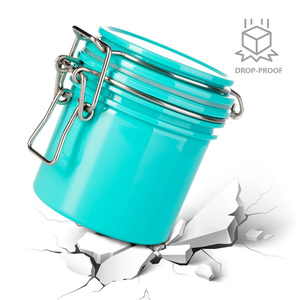 Pot à céréales en plastique incassable et durable de 200 ml avec couvercle à fermeture hermétique à goupille et déclencheur, couleur unie - Product Image 4