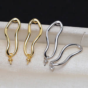 Pendientes Barrocos de Plata S925 con Colgante Femenino de Cabello Fetal y Perlas Deformadas de 8-14 mm, Componentes para Joyería DIY - Product Image 1