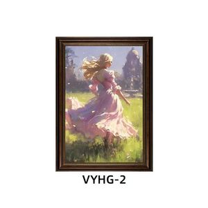 Custom Emoldurado Romântico Pastoral Girl Art Print Europeu Vintage Wall Picture para Home Office Quarto Decoração