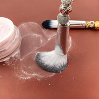 Ensemble de 5 pinceaux de maquillage DIY perlés pour poudre libre, blush et fard à paupières angulaire (fibres synthétiques, tube en aluminium)