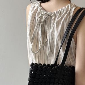 Conjunto de Lino de Verano 2025 OEM, Conjunto de 2 Piezas, Ropa de Mujer, Top Corto a Rayas y Falda Midi Escalonada - Product Image 6