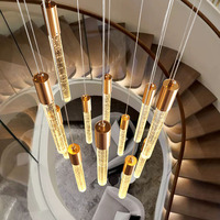 Lustres en cristal longs et modernes de luxe haut de gamme pour les halls d'hôtel, les escaliers, les salons, installation de projets, lustre LED