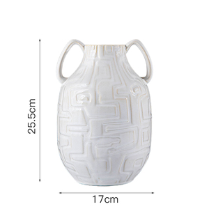 Vase décoratif en céramique minimaliste de Style nordique Texture géométrique maison hôtel Vase de <span class=keywords><strong>table</strong></span> traditionnel Arrangement de fleurs - Product Image 1