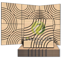 Panneau acoustique en fibre de polyester rainurée en placage de bois, design 3D pour salon, utilisation extérieure - Haute efficacité acoustique